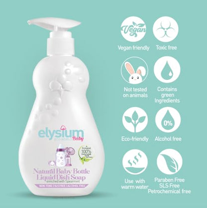 ELYSIUM ECO WORLD Premium Baby Bottle Cleaner Soap Superior Baby Bottle and Pacifier Liquid Dish Soap. Non-Toxic Ingredients, Ecological Formula for effective cleaning, Pack of 3