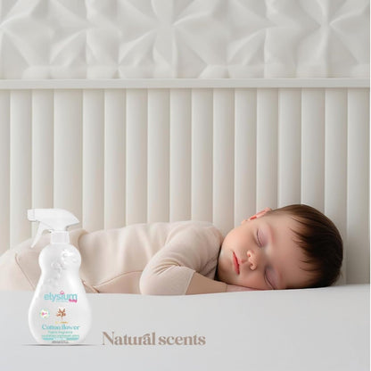 ELYSIUM ECO WORLD Triplette Baby Organic Shampoo and Body Wash, Baby Fabric Spray Freshener and Room Spray and Premium Baby Bottle Cleaner Soap. 13.5 Fl Oz Each